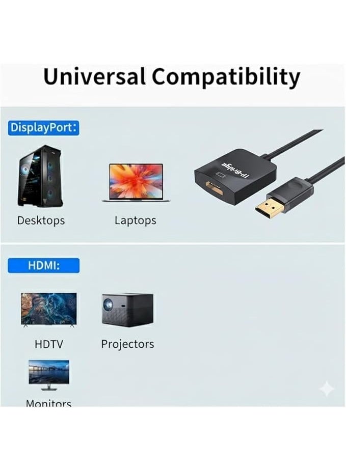 TP-BRIDGE DP to HDMI 4K Plug & Play Convertor /Adapter Cable, UHD 1080p@240Hz, High-Performance DisplayPort to HDMI for PC, Monitors, Samsung, Sony, Gaming e.t.c - Image 3